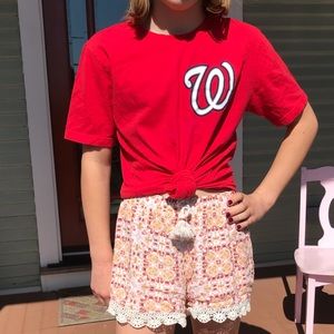 Girls Red Nationals Baseball T-Shirt